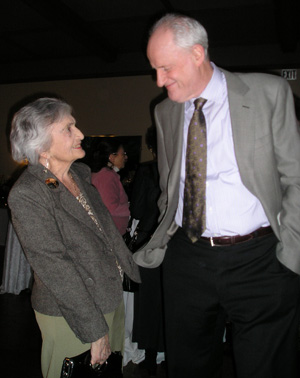 Photo: Robert Gardner meets a founder, Mrs Patricia Goss.